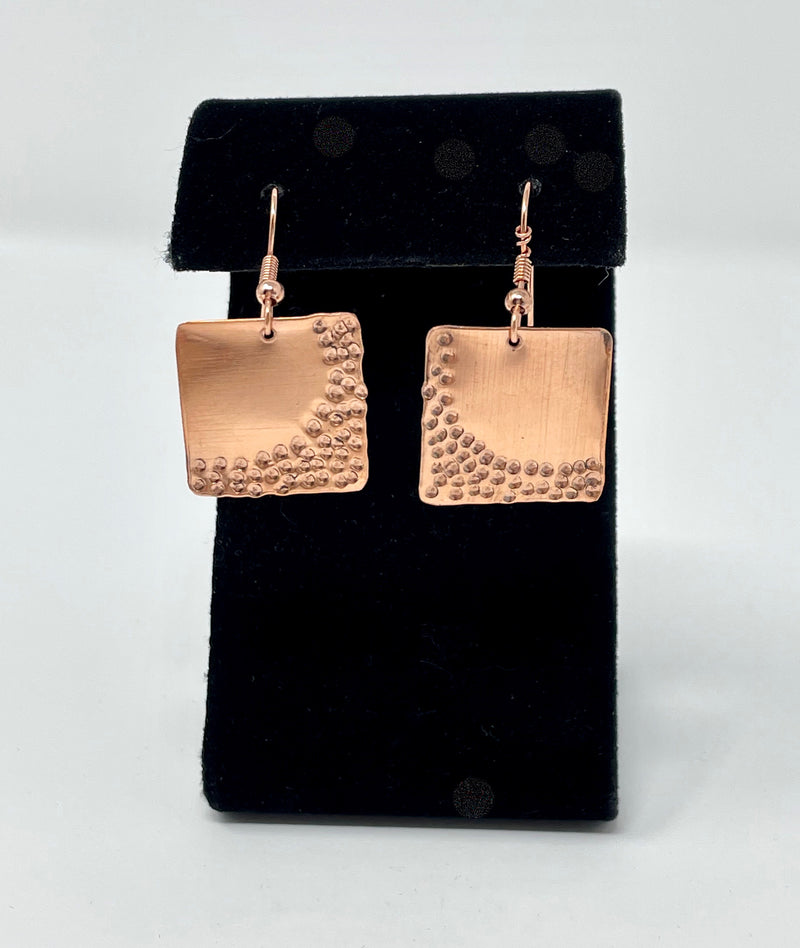 Copper Hand Forged Earrings- Square Shape