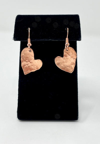 Copper Hand Forged Earrings - Heart Shape