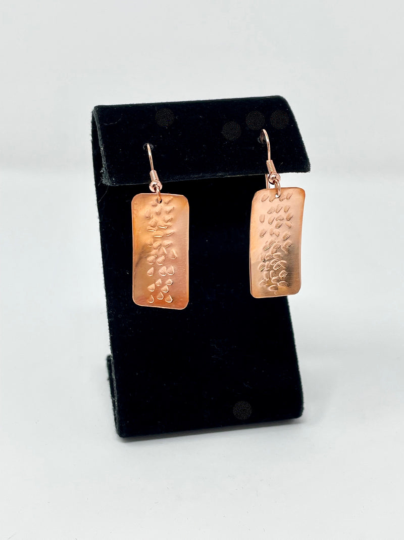 Copper Hand Forged Earrings- Regtangle Shape
