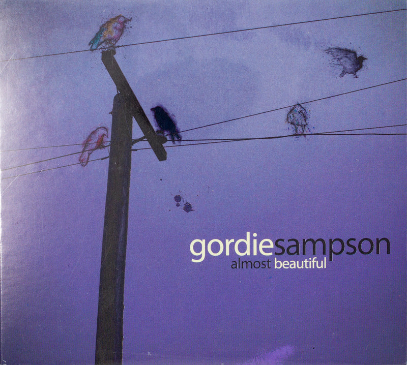 CD Cover - Gordie Sampson: Almost Beautiful. Purple cover with image of birds on a wire. 