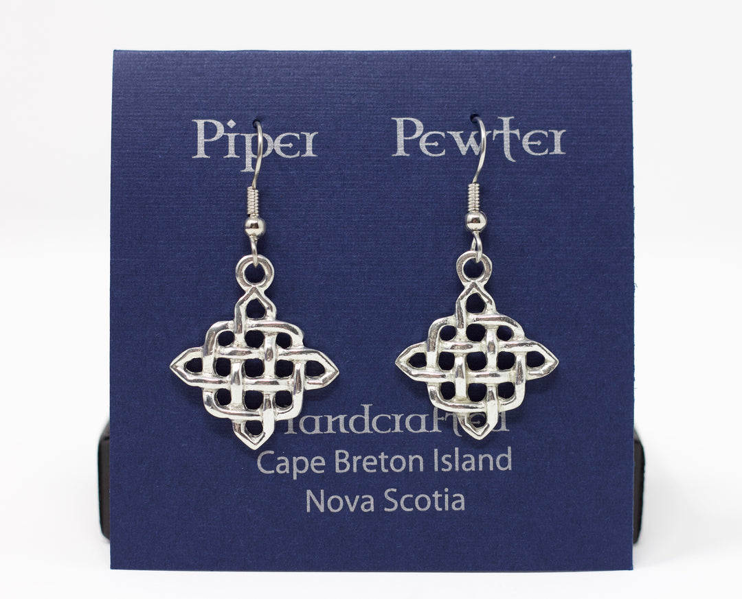 Piper Pewter Celtic Square Knot Earrings