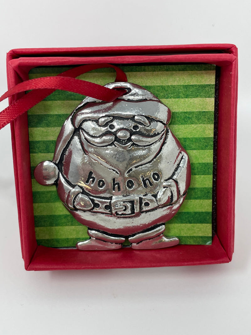 Pewter Jolly Holiday Christmas Ornament